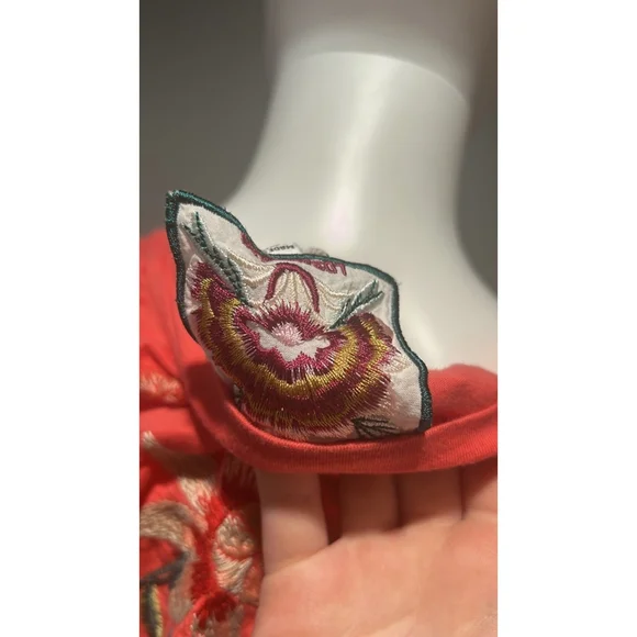 Johnny Was Pink Andrean Embroidered T-Shirt Dress Size Large - Picture 11 of 12